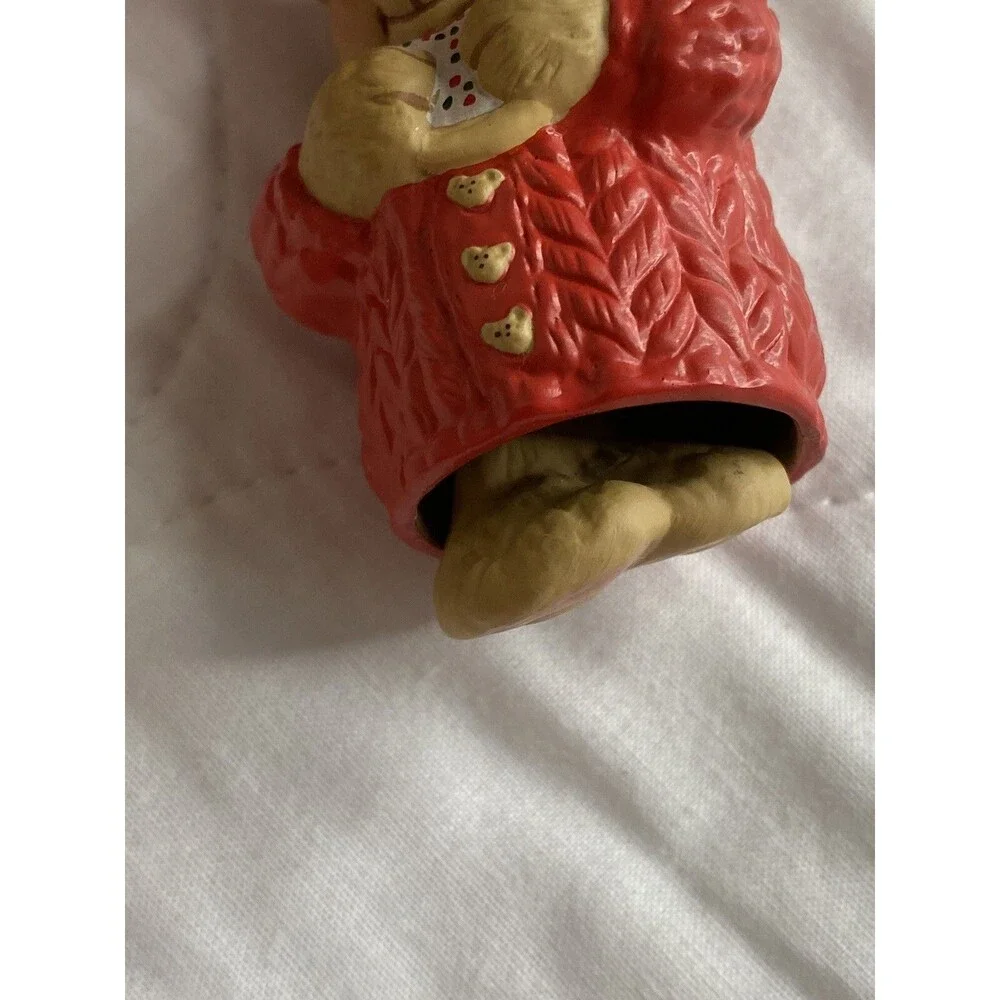 Vtg Christmas Ornament 2001 Hallmark Keepsake Snuggly Sugar Bear Bell Porcelain.